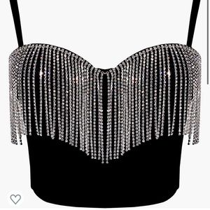 Rhinestone Diamond Tank Top - Crop Top - Corset Bra